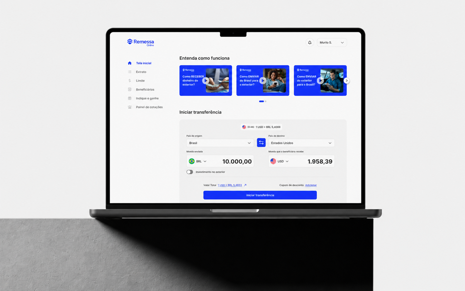 Nova plataforma web - Remessa Online