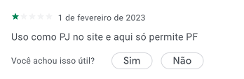 Feedback de cliente na Play Store 1