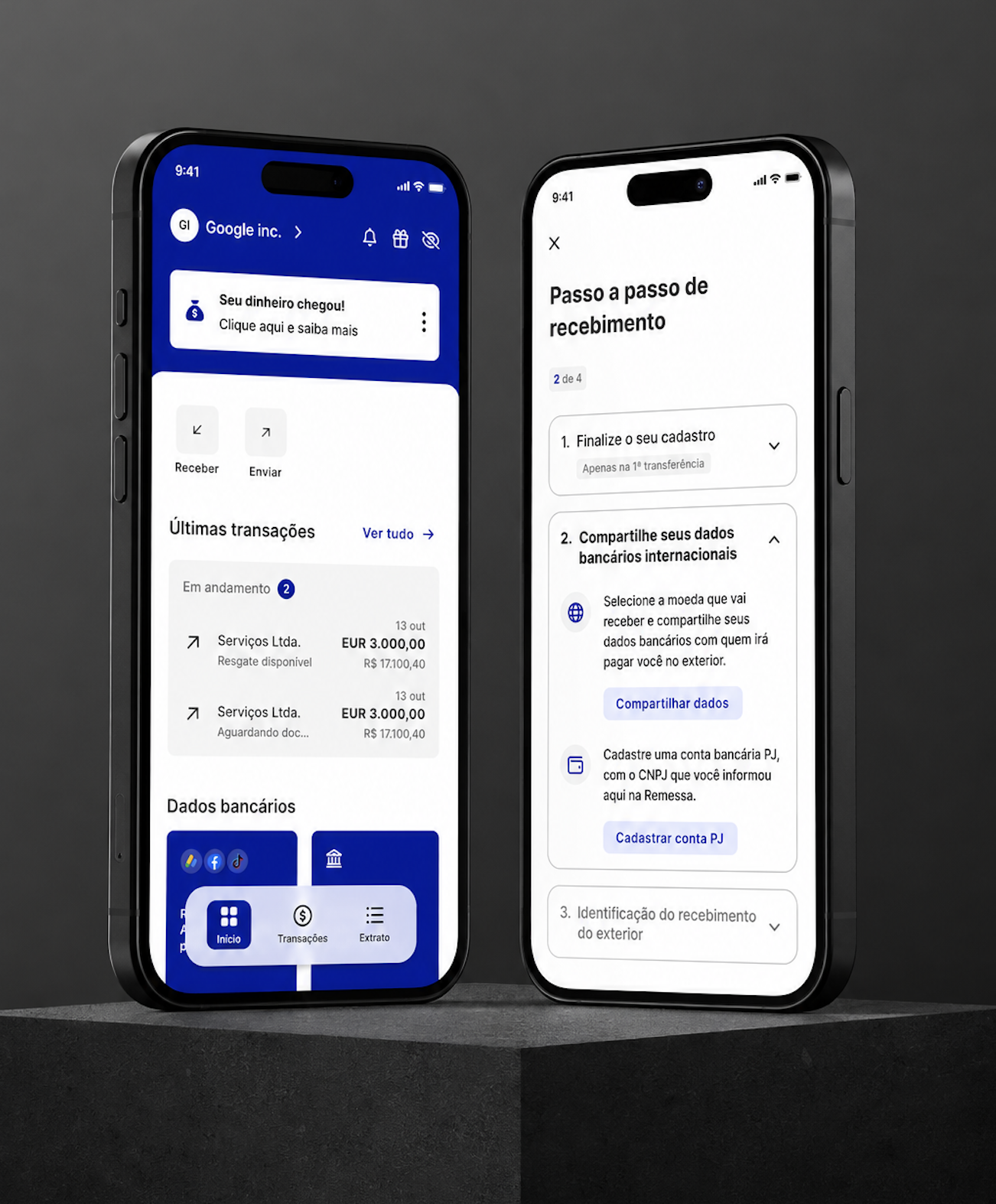 Ideação: telas de recebimento e passo a passo