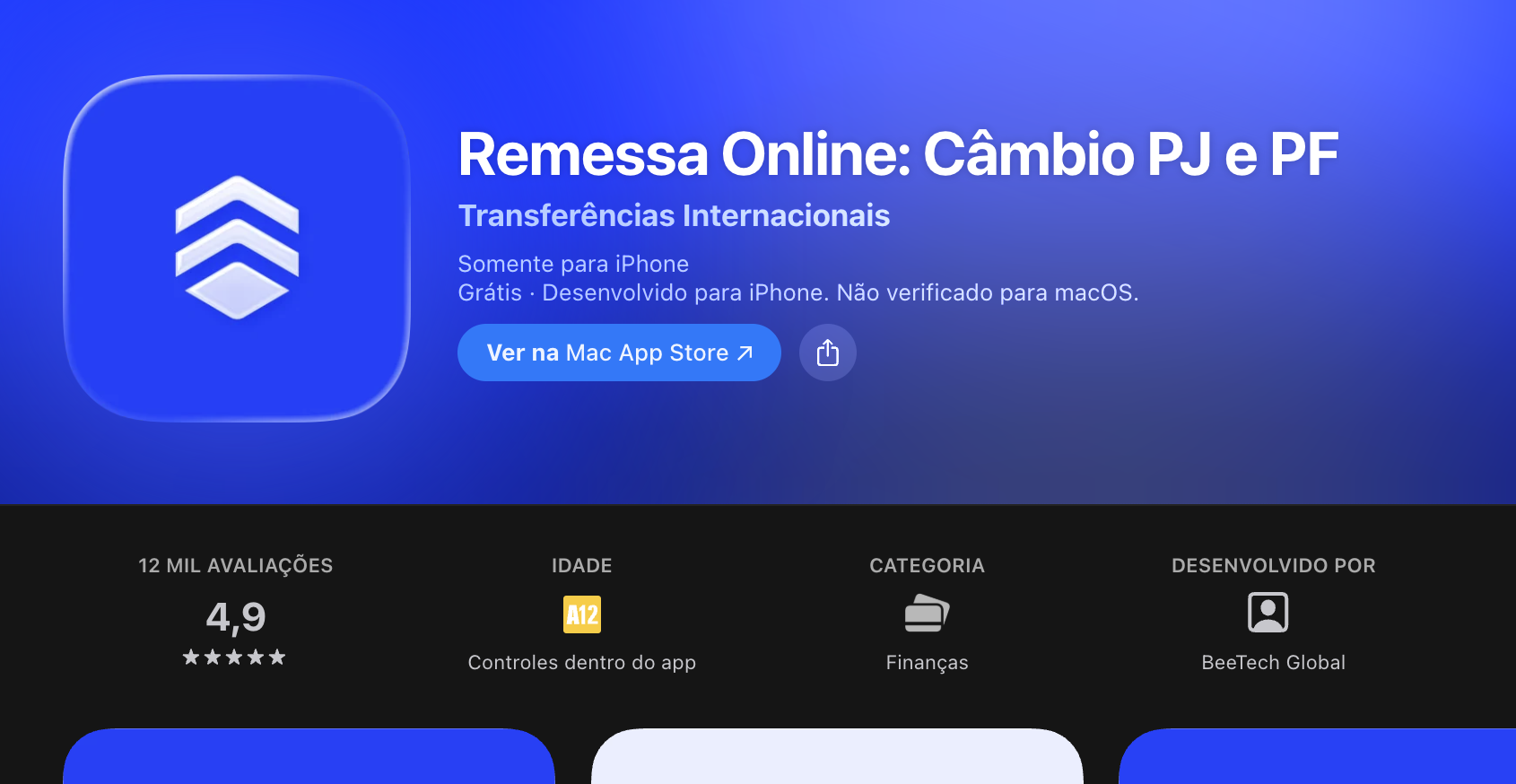 Avaliação do app na App Store